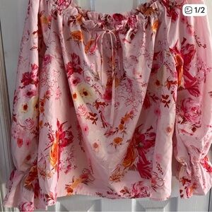 Top Paw Pink Floral Off-Shoulder Blouse